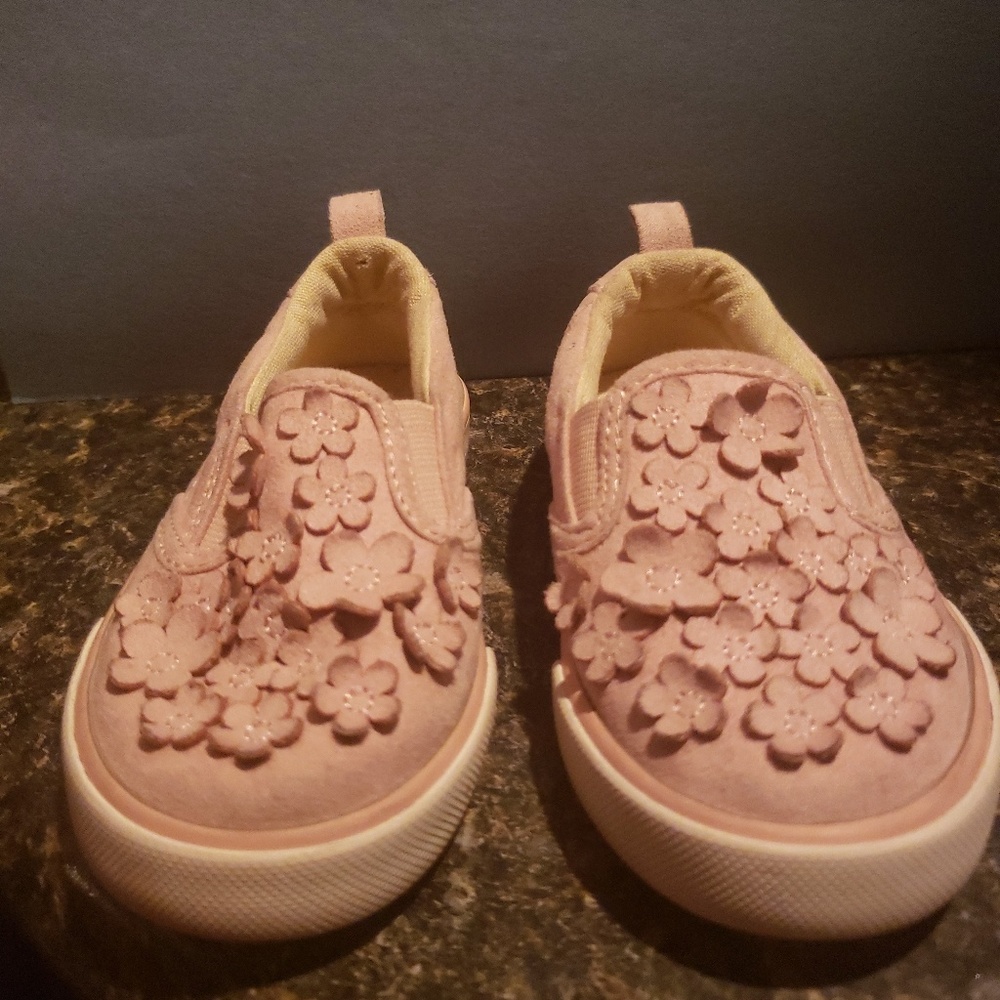 Pink floral girl slip on